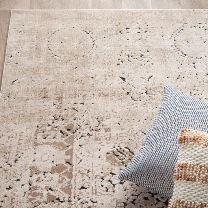 Arleaner Oriental Area Rug in Beige Lark Manor™ Rug Size: Round 8'