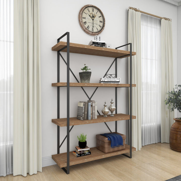 Wood 4 Shelves Storage Brown Shelving Unit 17 Stories