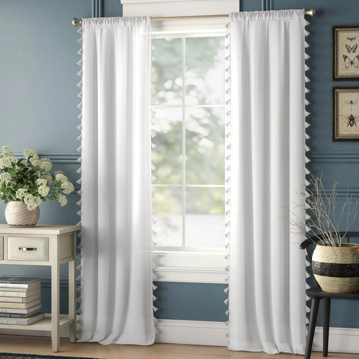 Brackett 100% Cotton Solid Semi-Sheer Rod Pocket Single Curtain Panel Dakota Fields Curtain Color: White