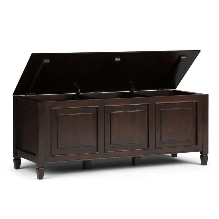 Connaught Wood Flip Top Storage Bench Simpli Home