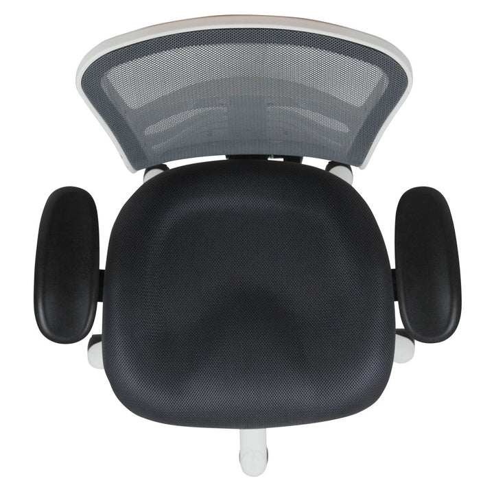 Siyer Mid-Back Mesh Ergonomic Office Chair with Adjustable Arms by Flash Furniture Flash Furniture Frame Color: White, Upholstery Color: Black