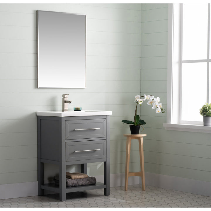 Bickley 24" Single Bathroom Vanity with Ceramic Top Beachcrest Home™ Base Finish: Gray