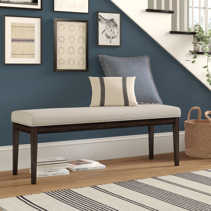 Lancaster Solid Wood Bench Three Posts™ Upholstery Color: Beige