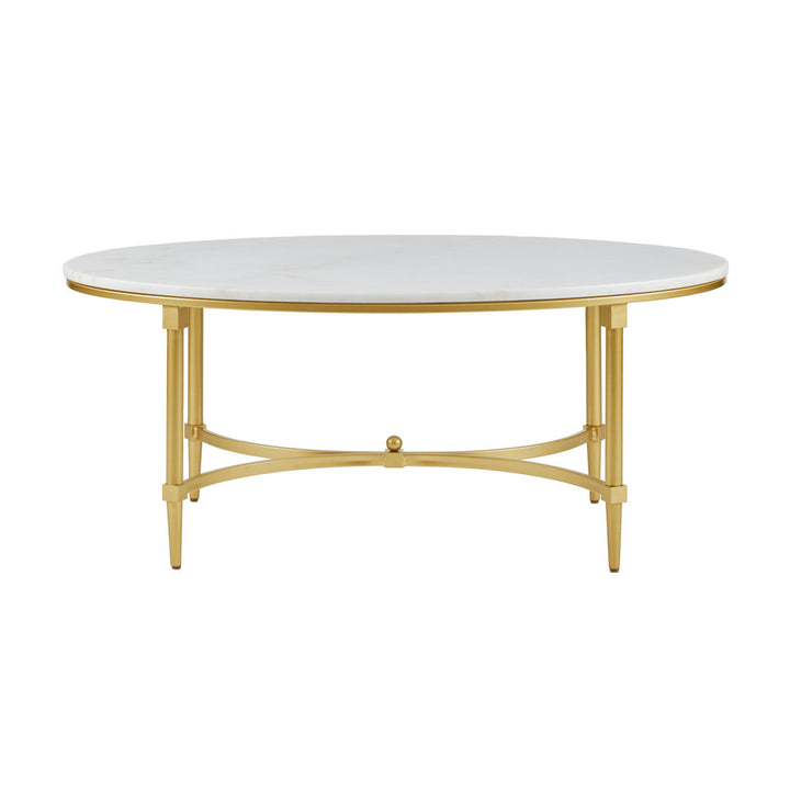 Bordeaux Gold Metal Faux Marble Top Oval Coffee Table Madison Park Signature