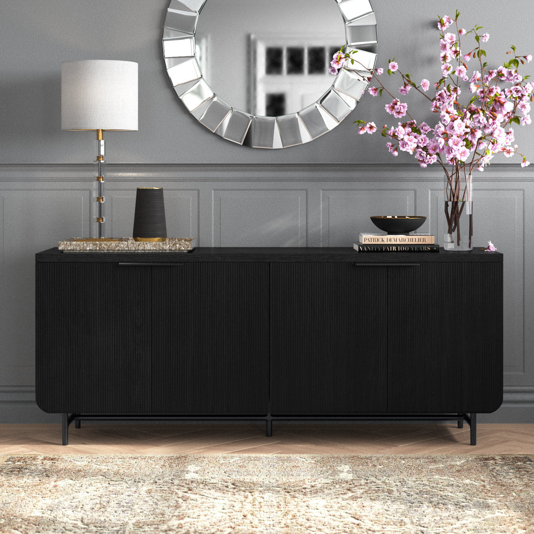 Ludlow Reeded 4-Door Sideboard Willa Arlo™ Interiors Color: Black
