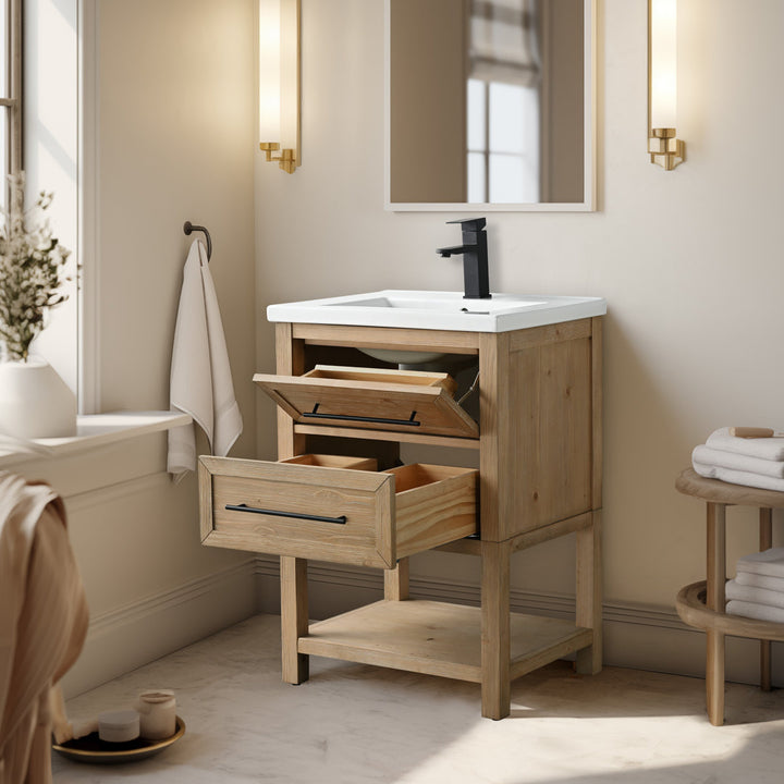 Bickley 24" Single Bathroom Vanity with Ceramic Top Beachcrest Home™ Base Finish: Fir Essence