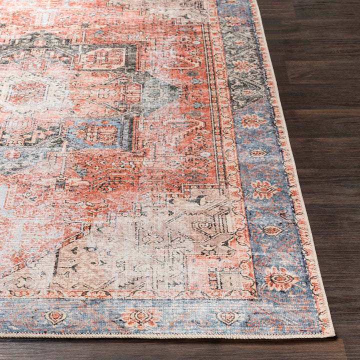 Mya Machine Washable Oriental Brick Red/Light Gray Area Rug World Menagerie Rug Size: Rectangle 6'7" x 9'