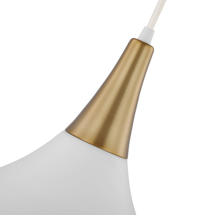 Braylon 1 - Light Single Teardrop Pendant Mercury Row® Size: 10" H x 10" W x 10" D Finish: Matte White/Burnished Brass