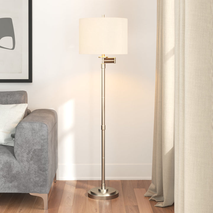 Anuksha 61" Swing Arm Floor Lamp Lark Manor™ Finish: Brushed Steel