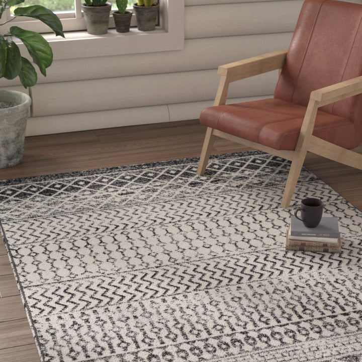 Lashavia Machine Woven Ivory/Dark Charcoal Area Rug Union Rustic Rug Size: Rectangle 7'10" x 11'
