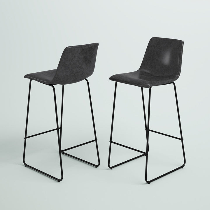 Liekele Upholstered Counter Height Modern Dining Stools by Flash Furniture (Set of 2) Ivy Bronx Seat Height: Bar Stool ( 30” Seat Height), Upholstery: Gray Faux Leather