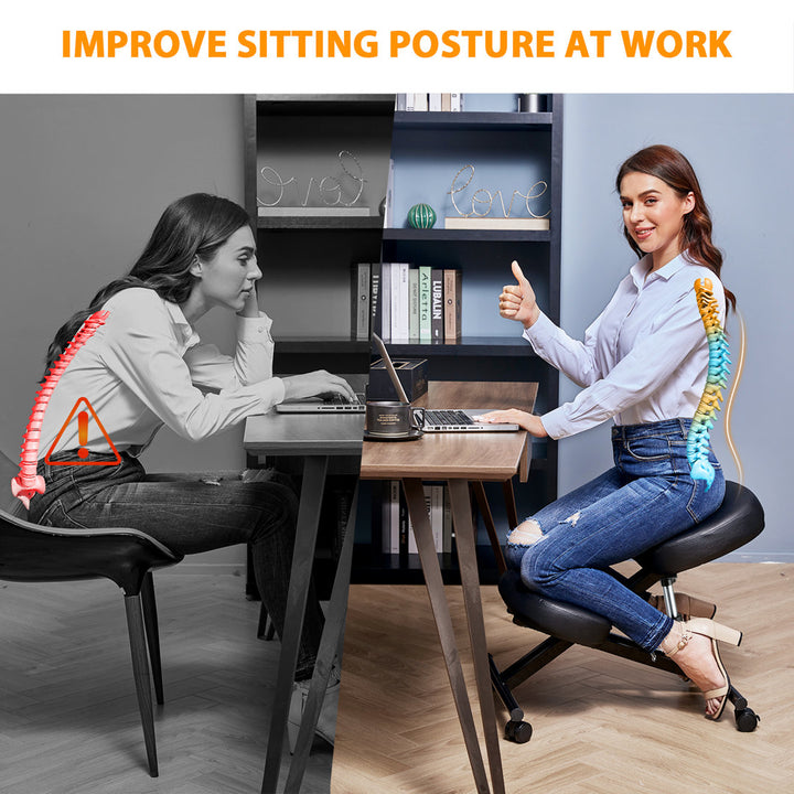 Ergonomic Kneeling Chair, Height Adjustable Stool With Thick Foam Cushions For Home And Office Inbox Zero