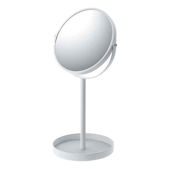 Yamazaki Home Round Standing Mirror - Bathroom And Bedroom Organizer With Tray, Steel Yamazaki Home Finish: White