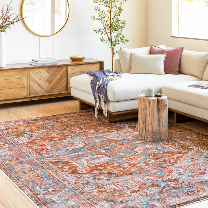 Mags Oriental Brick Red/Blue/Tan Area Rug Joss & Main Rug Size: Rectangle 3'6" x 5'6"
