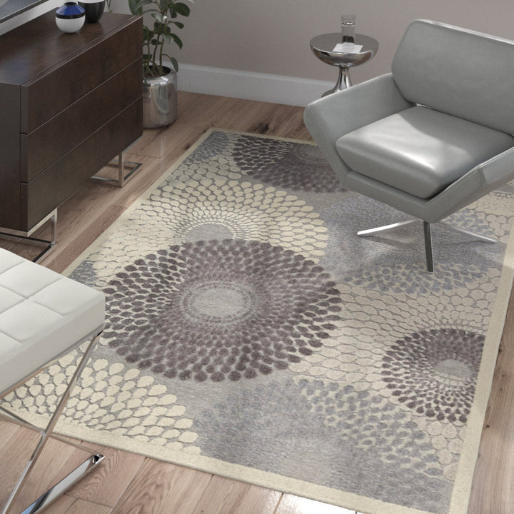 Cangelosi Geometric Gray/Ivory/Brown Area Rug Wade Logan® Rug Size: Rectangle 7'9" x 10'10"
