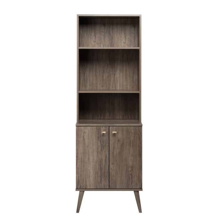Guthmar Mid-Century Modern Tall Bookcase With Adjustable Shelves George Oliver Color: Drifted Gray