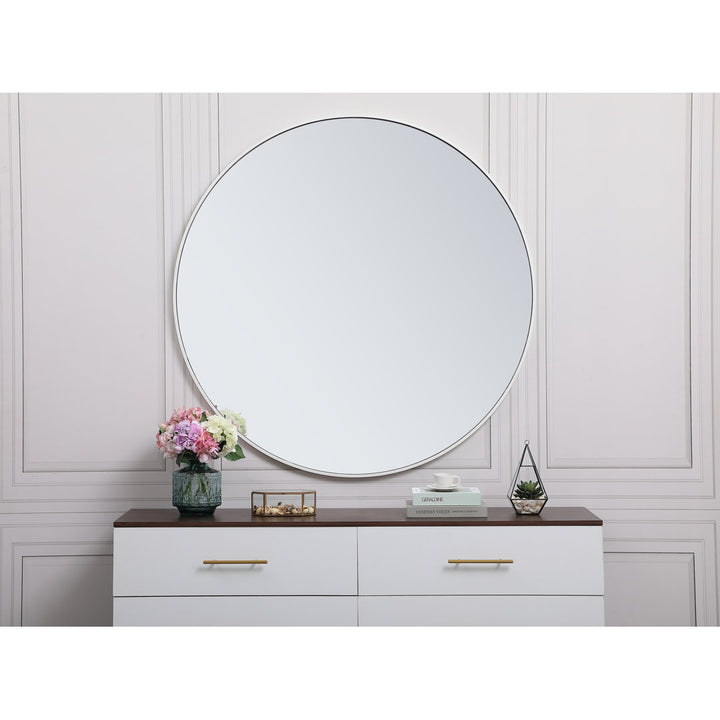 Sabine Metal Round Wall Mirror RE/FINE™ Size: 39" x 39" Finish: White