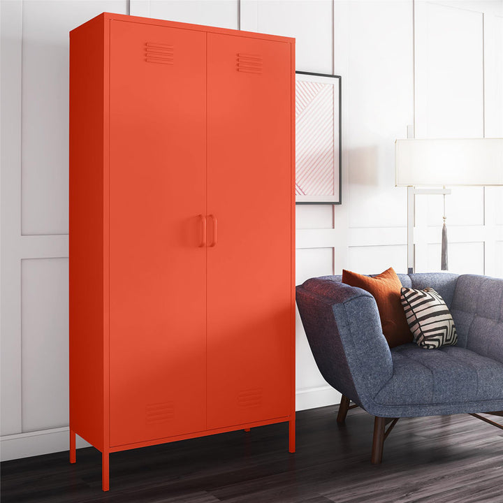 Cache 2 Door Tall Metal Locker Style Storage Cabinet Novogratz Finish: Orange