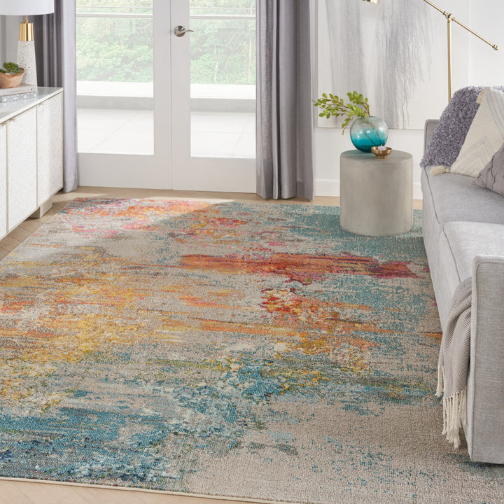 Adrihana Abstract Blue/Yellow Area Rug Williston Forge Rug Size: Rectangle 7'10" x 10'6"