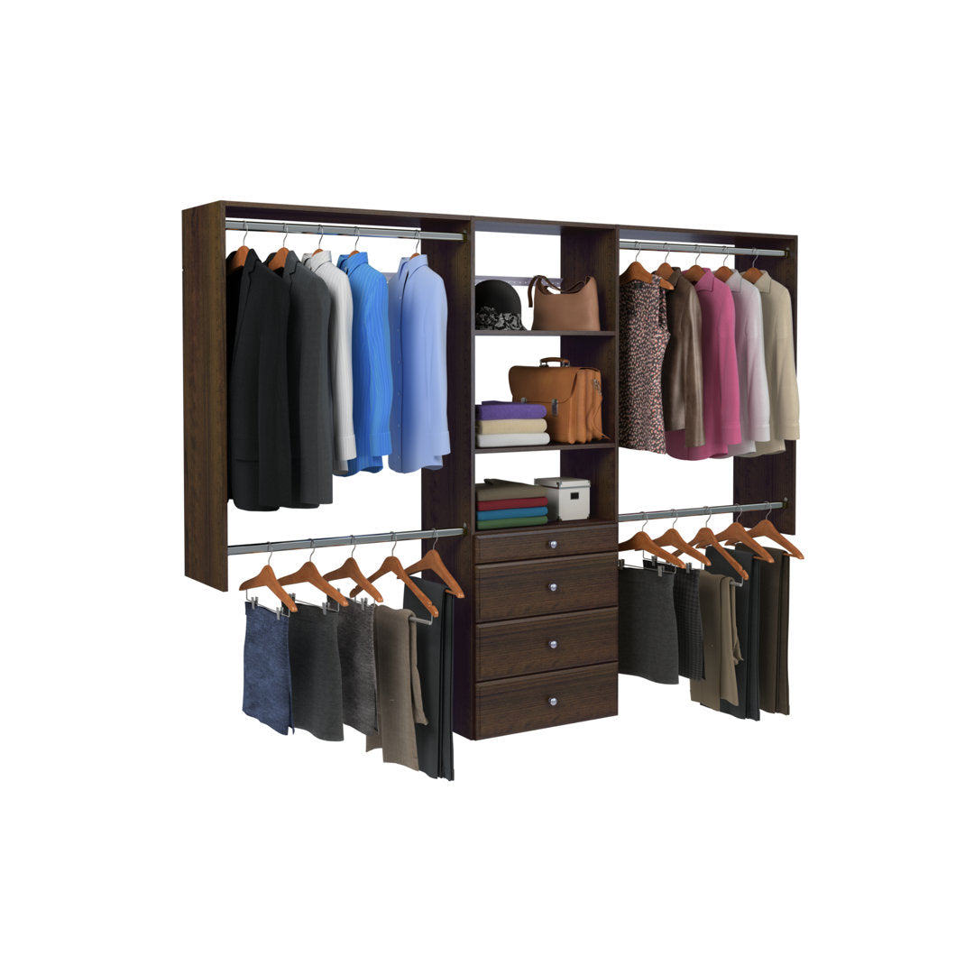 Grid 48'' - 96'' Closet System (Can Be Cut To Fit) Dotted Line™ Finish: Truffle