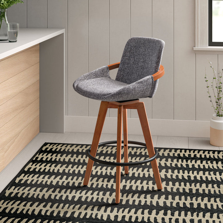 Whitacre Swivel Stool Wade Logan® Seat Height: Counter Stool (26" Seat Height), Upholstery: Gray Noise Tweed