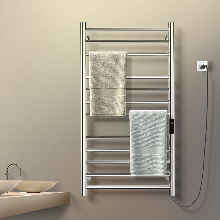 Wall Mount Heated Towel Electric Towel Warmer 12 Bars Paraheeter Finish: Mirror Polished
