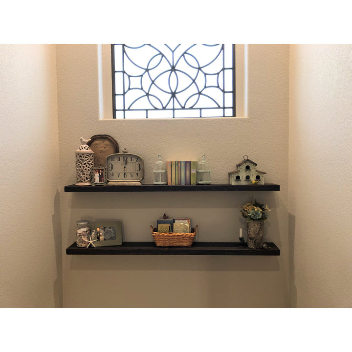 Eneas Pine Solid Wood Floating Shelf Millwood Pines Size: 2" H x 36" W x 6" D Finish: Mocha