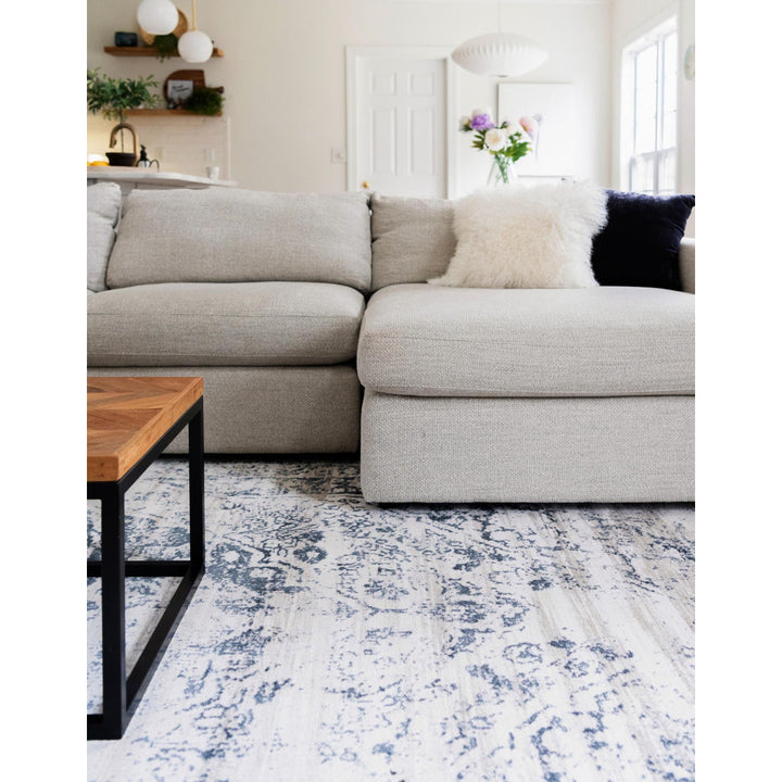 Arkeen Oriental Dark Blue/Beige Area Rug Lark Manor™ Rug Size: Rectangle 7'10" x 11'