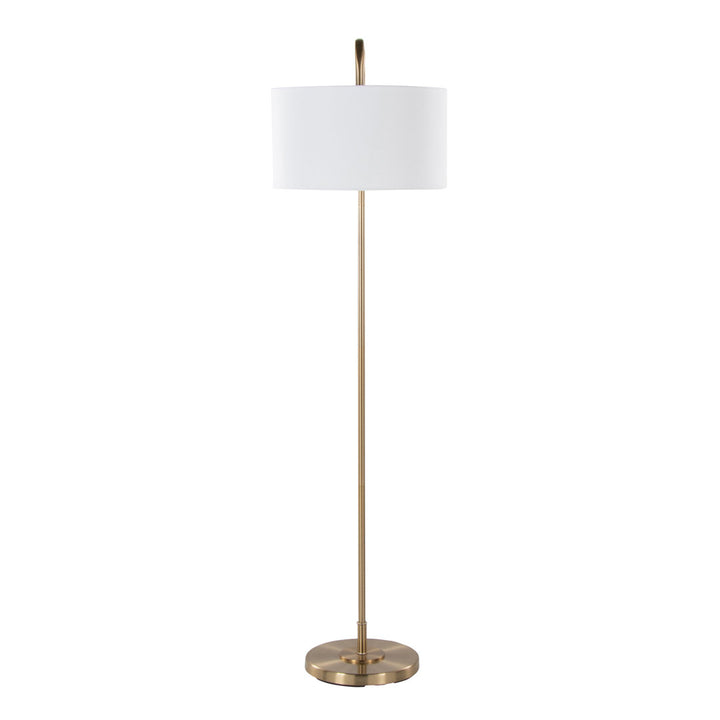 Batesville 63.75" Arched Floor Lamp Wade Logan® Base Finish: Plated Gold/Off-White Linen