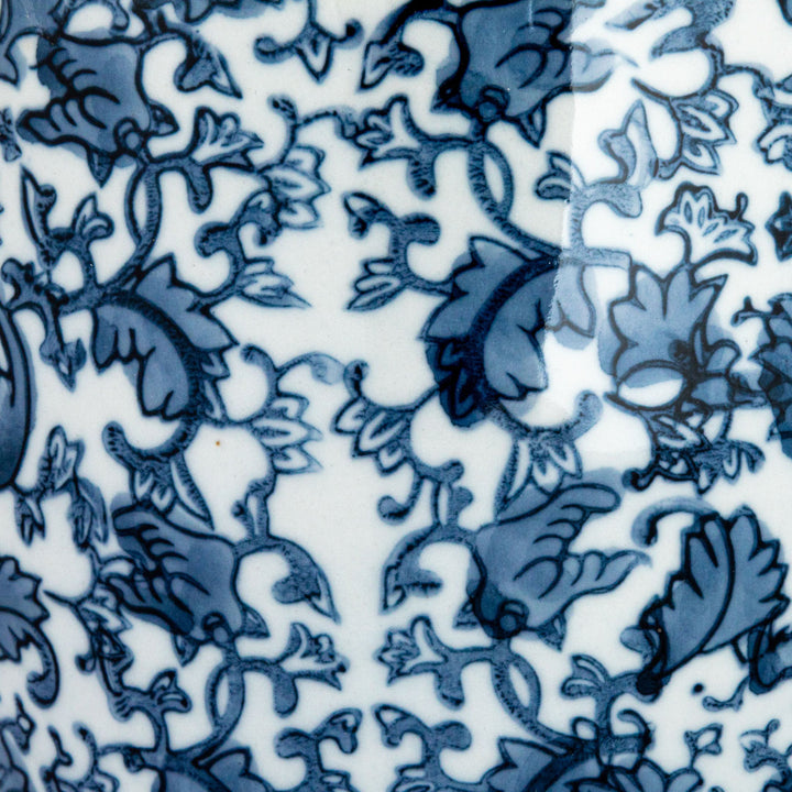 Chadwicks Blue/White Ceramic Jar Birch Lane™ Size: 8.25'' H x 6.25'' W x 6.25'' D