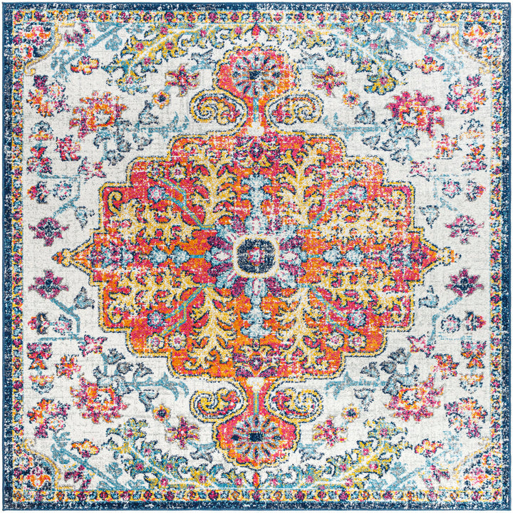 Hillsby Oriental Blue/Orange Area Rug Mistana™ Rug Size: Square 6'7"