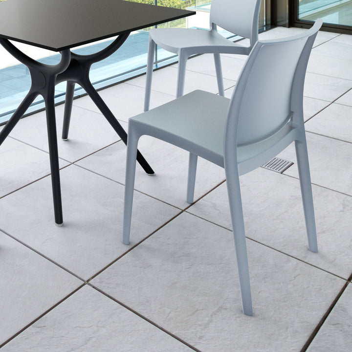 Burt Stacking Patio Dining Side Chair (Set of 2) AllModern Color: Silver Gray