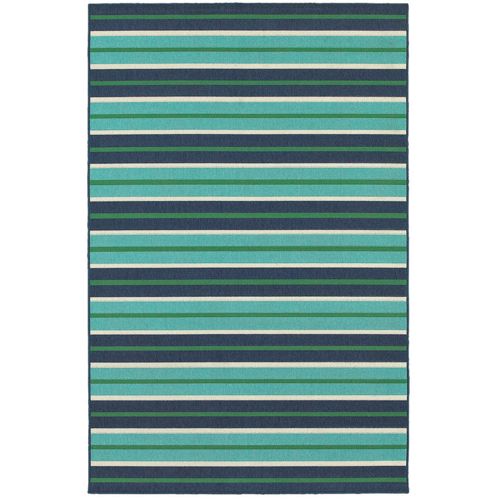 Deltana Striped Blue/Green Indoor/Outdoor Area Rug Lark Manor™ Rug Size: Rectangle 7'10" x 10'10"