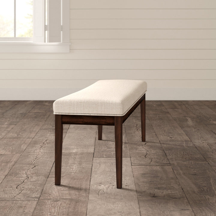 Lancaster Solid Wood Bench Three Posts™ Upholstery Color: Beige