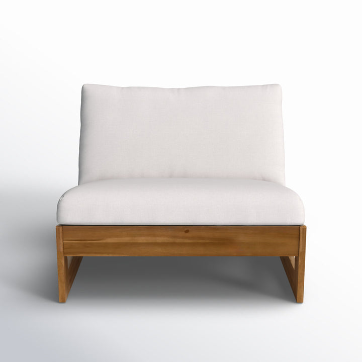 Louise Patio Chair with Cushions AllModern Frame Color/Cushion Color: Teak Frame/White Cushion