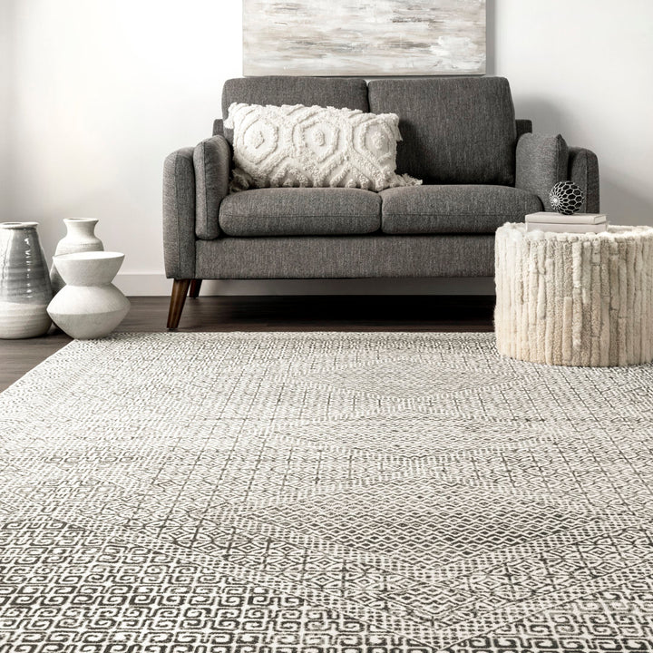Hart SpinClean Abstract Tribal Machine Washable Area Rug Dakota Fields Rug Size: Rectangle 9'6" x 13'6"