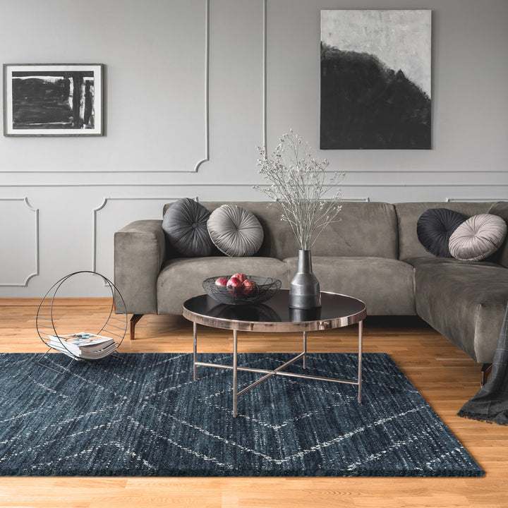 Beveridge Geometric Dark Blue Area Rug Mercury Row® Rug Size: Rectangle 7'10" x 10'