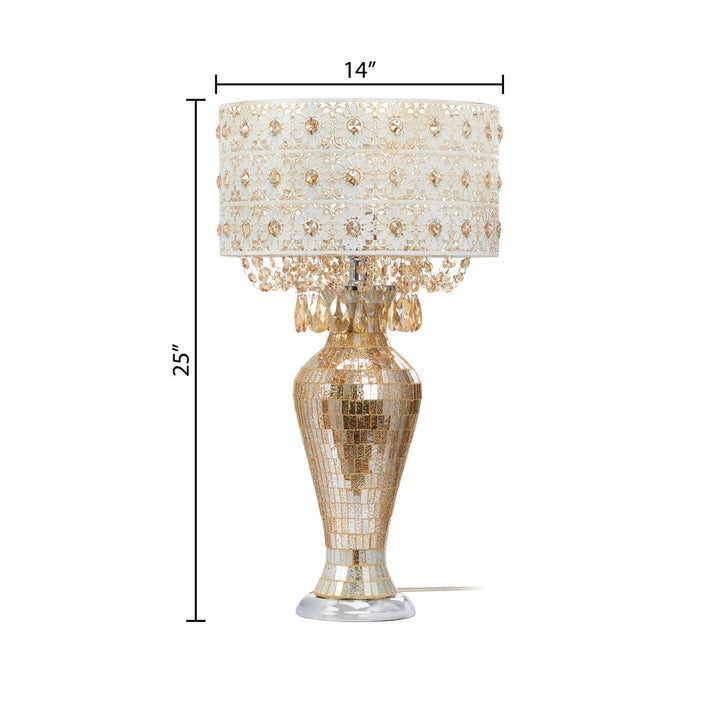 Wedgeworth 25"H Jeweled Metal and Mosaic Base Table Lamp with Cascading Crystals Willa Arlo™ Interiors