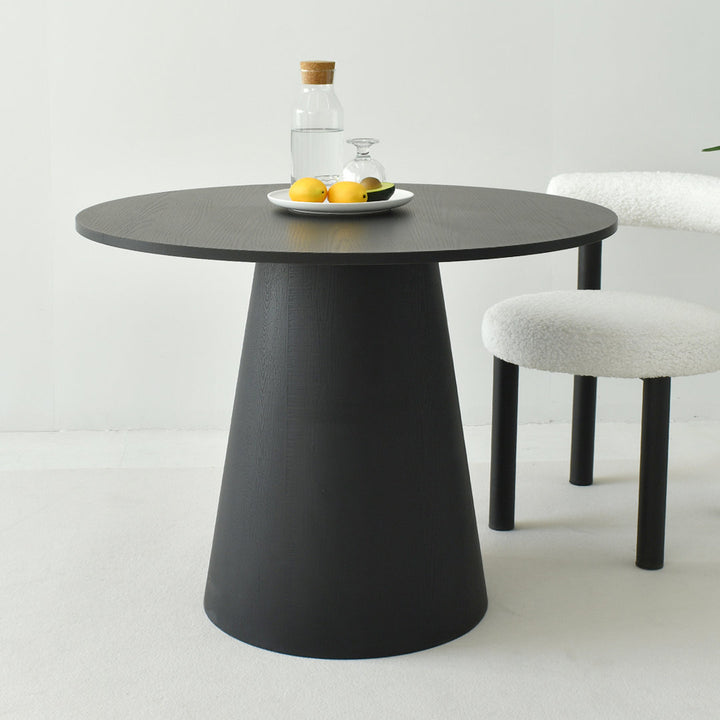 Agne 35" Round Pedestal Dining Table George Oliver Color: Black