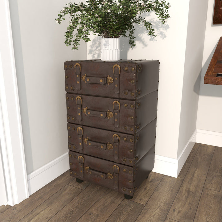Urbana 4-Drawer Accent Chest with Buckle Straps & Gold Stud Accents Steelside™