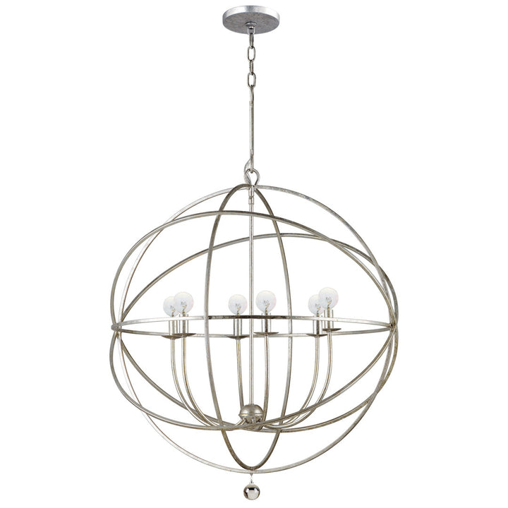 Jayden 6 - Light Statement Globe Chandelier with Hand Blown Glass Accents Greyleigh™ Size: 123.5" H x 28.5" W x 28.5" D Finish: Olde Silver