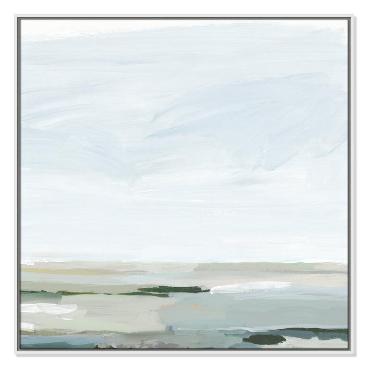 Pure Stillness - Floater Frame Painting Print on Canvas Joss & Main Size: 37.5" H x 37.5" W x 2" D Format: White
