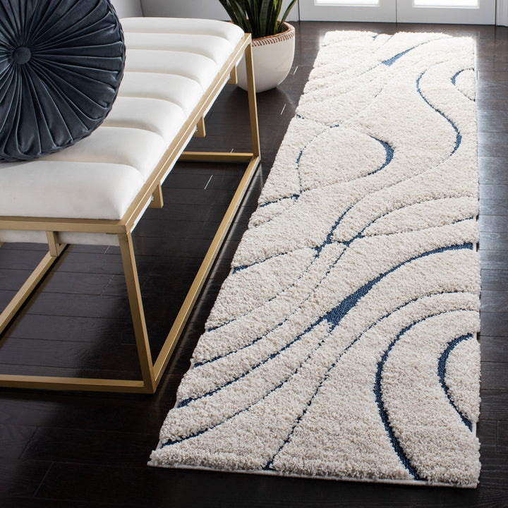Ashal Abstract Cream/Blue Area Rug Wade Logan® Rug Size: Runner 2'3" x 11'