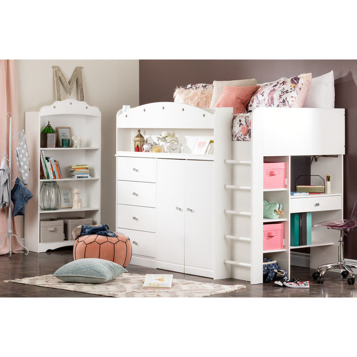 Tiara Twin 4 Drawer Loft Bed with Built-in-Desk by South Shore South Shore