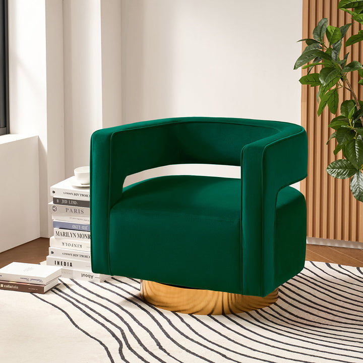 Aysha Velvet Swivel Barrel Chair Willa Arlo™ Interiors Fabric: Green Velvet