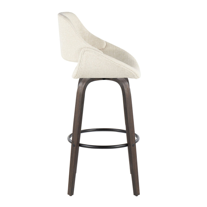 Lakyia Upholstered Bar & Counter Stool with Round Footrest George Oliver Upholstery: Cream, Seat Height: Bar Stool (30" Seat Height)
