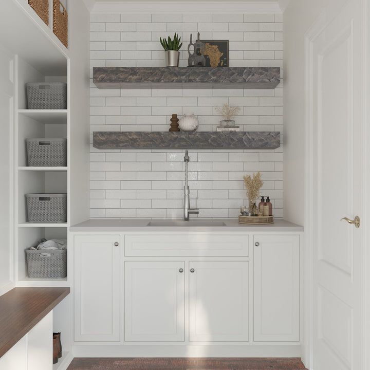 Rough Hewn Fireplace Shelf Mantel Dogberry Collections Depth: 6.25", Shelf Length: 48", Finish: Ash Gray