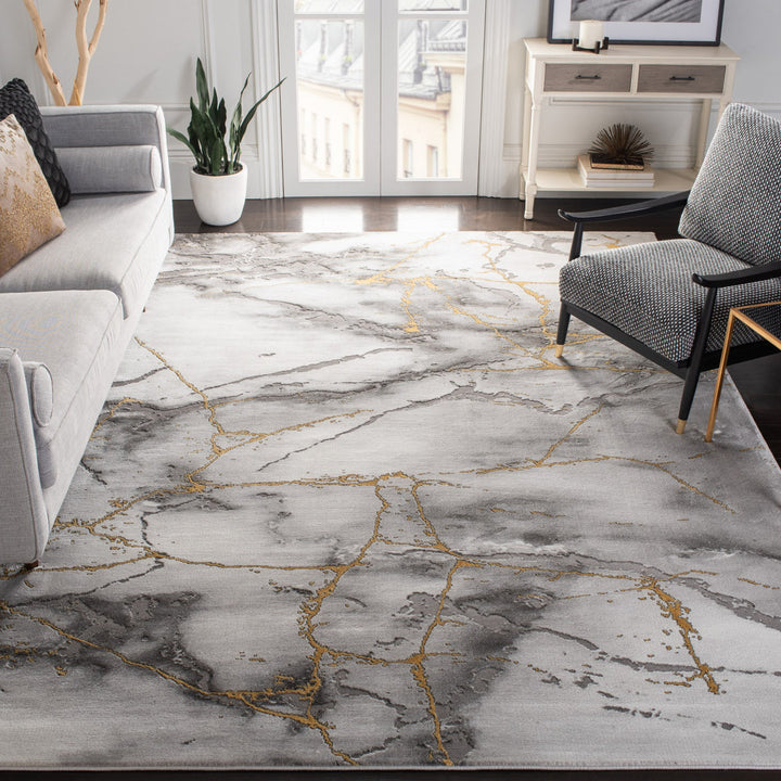 Swindle Abstract Grey/Gold Area Rug Wade Logan® Rug Size: Rectangle 9' x 12'