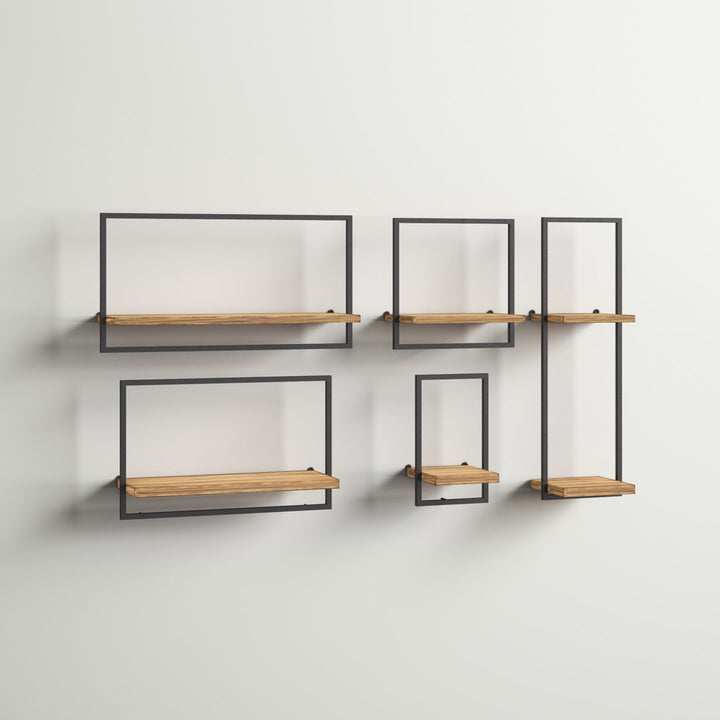 Modern Set of 3 Metal and Wood Storage Shelves (Set of 5) Latitude Run®