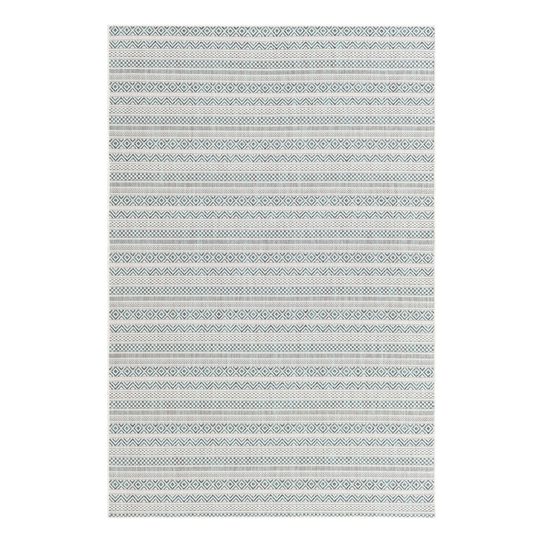 Hewitt Striped Teal Indoor / Outdoor Area Rug Steelside™ Rug Size: Rectangle 5'3" x 7'10"